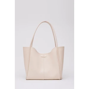 Shaka Krem Shk76 Çıtçıtlı Fitil Askılı  Deri Makyaj Çantalı Büyük Boy Kadın El Ve Omuz Çantası  U:29 E:30 G:9 Cm