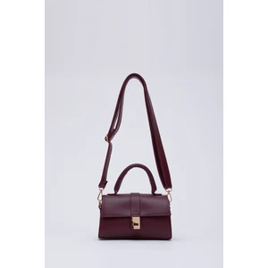 Bordo SHK109 Suni Deri Çıtçıtlı Ayarlanabilir Askılı Kadın El, Kol ve Omuz Çantası U:11 E:19 G:7 cm