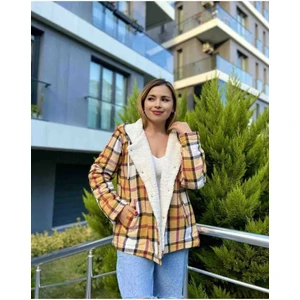 Kadın Kapüşonlu Pelüş Mont