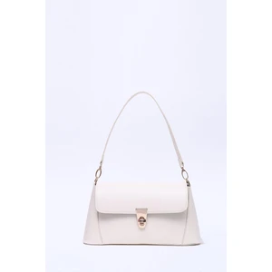 Krem SHK153 Suni Deri Kilit Detaylı Standart Askılı Tek Bölmeli El, Kol ve Omuz Çantası U:15 E:29 G:9 cm