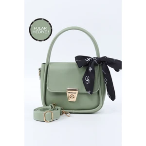 Mint Yeşil SHK235 Suni Deri Tek Bölmeli Fular Hediyeli El Kol ve Omuz Çantası