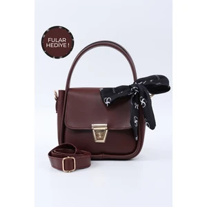 Bordo SHK235 Suni Deri Tek Bölmeli Fular Hediyeli El Kol ve Omuz Çantası
