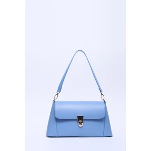 Mavi SHK153 Suni Deri Kilit Detaylı Standart Askılı Tek Bölmeli El, Kol ve Omuz Çantası U:15 E:29 G:9 cm