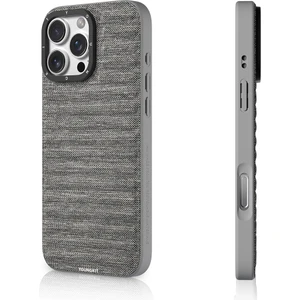 iPhone 16 Pro Max Uyumlu Kılıf M-Safe Şarj Özellikli Youngkit Canvas Serisi Kapak Gri