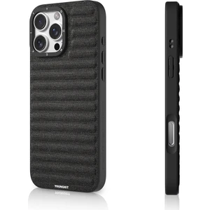 iPhone 16 Pro Uyumlu Kılıf M-Safe Şarj Özellikli Youngkit Canvas Serisi Kapak Siyah