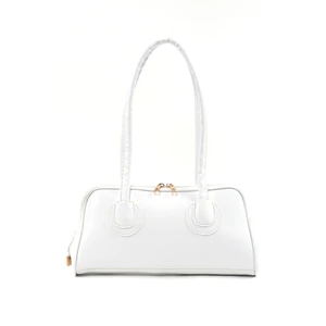 Beyaz SHK227 Kırışık Dokulu,suni Deri, Fermuarlı ,tek Bölmeli ,askılı El, Kol ve Omuz Çantası