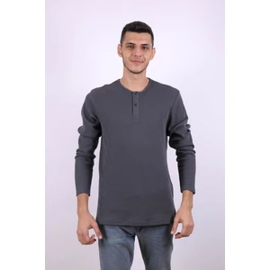 Düğmeli Waffle Antrasit Erkek Sweatshirt 5070