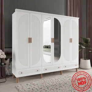 Soho 6 Kapaklı Beyaz Gardırop Tamamı Mdf