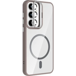 Galaxy A35 Kılıf Standlı ve Kamera Lens Hediyeli M-Safe Şarj Özellikli Zore Etro Kapak