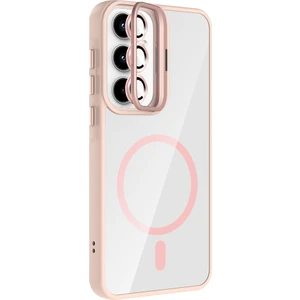 Galaxy A35 Kılıf Standlı ve Kamera Lens Hediyeli M-Safe Şarj Özellikli Zore Etro Kapak