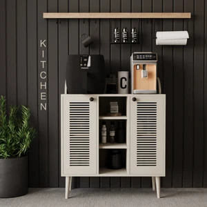 Kahve Kiler-Kahve Köşesi %100 Mdf Lake Ahşap Ayak Çok Amaçlı Dolap