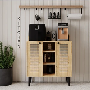 Kahve Kiler-Kahve Köşesi %100 Mdf Lake Ahşap Ayak Çok Amaçlı Dolap