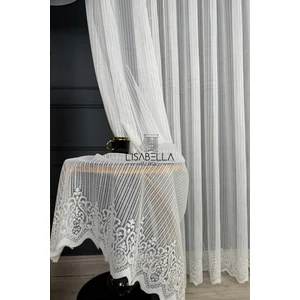 Lisabella Home Lineart Etek Desenli Modern Çizgi Detaylı Beyaz Örme Tül Perde | Yeni Sezon ( Pilesiz Düz Dikiş )