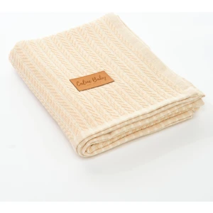 Caline Baby Premium %100 Pamuk Saç Örgü Bebek Pikesi| 115x90 cm| Krem