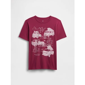 Erkek Çocuk Bordo Grafik Baskılı T-Shirt