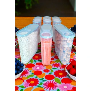 Kilitli Sızdırmaz Erzak Bakliyat Kiler Saklama Kabı 6 'lı Set Lüks Şık Kutu  Çeyiz Seti GRİ 4 Litre