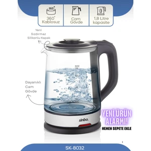 SK-8032 Cam Kettle Kablosuz Su Isıtıcı 1.8l
