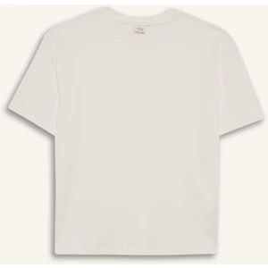 Kız Çocuk Oversize Geniş Kalıp Bisiklet Yaka Basic Düz Kısa Kollu Tişört F8487A825HS
