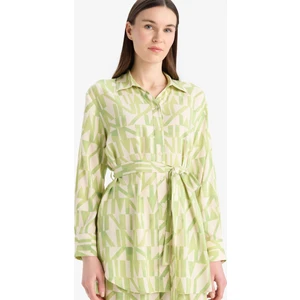 Relax Fit Desenli Viskon Uzun Kollu Tunik