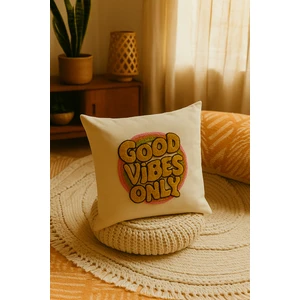 Good Vibes Only Yazılı Desenli Punch Kırlent Yastık Kılıfı