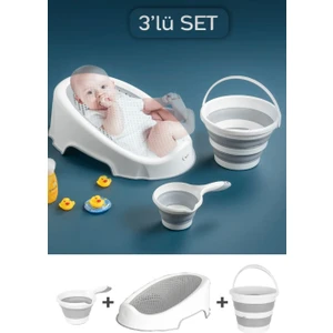 Kaya Group 3’lü Bebek Banyo Seti – Küvet, Katlanabilir Kova ve Maşrapa | Kaymaz ve Ergonomik Tasarım