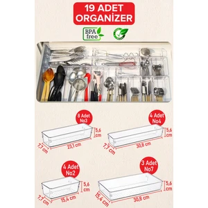 Color House 19 Adet Kaşıklık Kepçelik Organizer Modüler Çekmece Içi Düzenleyici