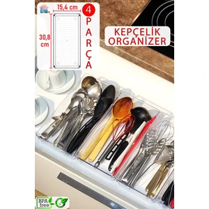 Color House 4 Adet Kepçelik Organizer Şeffaf Çekmece Içi Düzenleyici  ( 30,8 cm * 15,4 cm X4 Adet )