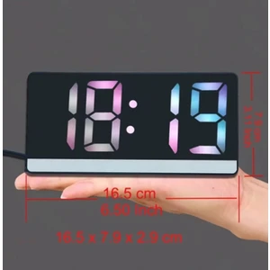 SR2205 Rgb Rakamlı Dijital Masa Saati Titreşim Sensörlü Alarm/takvim/termometre/çalar Saat