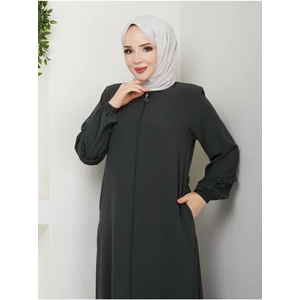 Köşeli Büzgü Detaylı Medine Ipeği Ferace