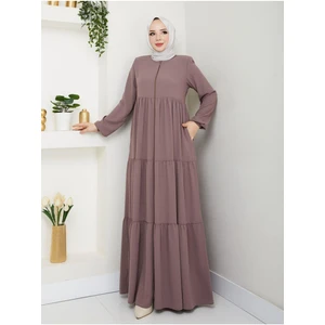 Üç Katlı Büzgü Detaylı Medine Ipeği Ferace