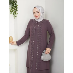 Papatya Taşlı Büyük Beden Anne Elbisesi