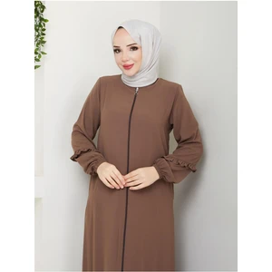 Köşeli Büzgü Detaylı Medine Ipeği Ferace