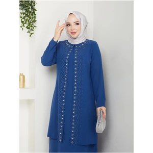 Papatya Taşlı Büyük Beden Anne Elbisesi