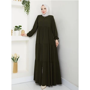 Üç Katlı Büzgü Detaylı Medine Ipeği Ferace