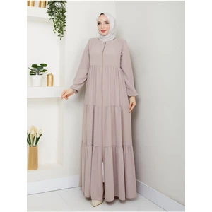 Üç Katlı Büzgü Detaylı Medine Ipeği Ferace