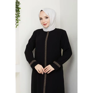 Gündelik Hac ve Umrelik Nakış ve Taş Detaylı Ferace