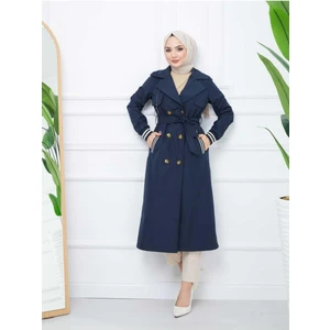 Fermuar Detaylı Trençkot Bondit Kumaş GTRENC0004