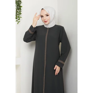 Gündelik Hac ve Umrelik Nakış ve Taş Detaylı Ferace