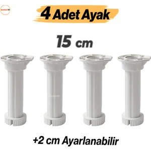 Ayarlanabilir 4 Adet 15 cm Plastik Ayak Dolap Mobilya Tezgah Yükseltici Yükseltme Ayağı Ayakları