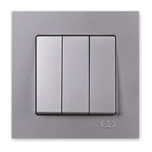 Günsan Elektrik Eqona Gümüş Üçlü Anahtar - Çerçevesiz