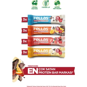 Yüksek Protein Bar Karma Kutu (4 Çeşit) 45 gr 12'li