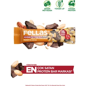Yer Fıstıklı ve Kakaolu Yüksek Protein Bar 45 g x 12 Adet
