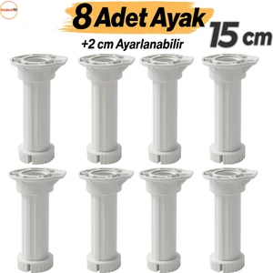 Ayarlanabilir 8 Adet 15 cm Plastik Ayak Mobilya Dolap Tezgah Yükseltme Yükseltici Ayakları Ayağı