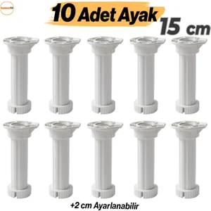 Ayarlanabilir 10 Adet 15 cm Plastik Ayak Mobilya Tezgah Dolap Yükseltici Yükseltme Ayakları Ayağı