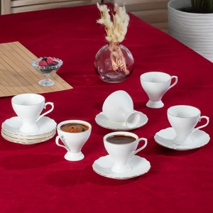 4330 Emery 12 Parça 6 Kişilik Yaldızlı Porselen Türk Kahve Fincan Takımı