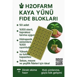 Kaya Yünü Fide Blokları 50 Adet – Hidroponik & Topraksız Tarım Için
