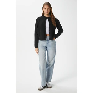 Kadın Nina Bisiklet Yaka Siyah Basic Hırka