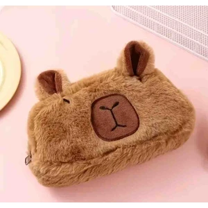 Sevimli Kapibara Figürlü Peluş Kalemlik – Fermuarlı ve Yumuşak Dokulu