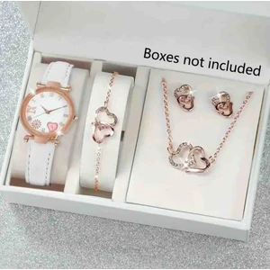 Beyaz Kalpli 6'lı Kadın Kol Saati Seti - Şık ve Zarif Kutusuz