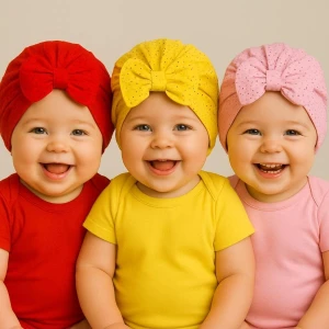 Fiyonklu Renkli Puantiyeli Bebek Bone 3'lü Set